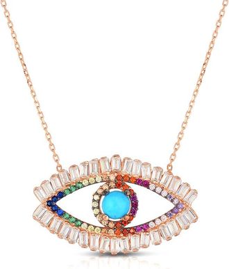 Sphera Milano 14K Over Silver Cz Asa Evil Eye Necklace