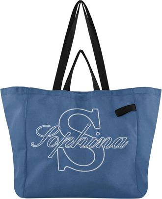 Generic Custom Navy Blue pattern Reusable Canvas Tote Bag, Heavy Duty Grocery Shopping Bag with Large Capacity Hard Bottom Double Handles Work Groceries Trave