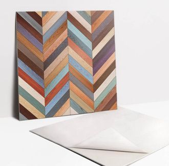 Tulup Pannelli da Parete Autoadesivi - Decorativi - Parete Piastrelle - 9 Pezzi Piastrelle - 9x30x30 cm - Tavole Colorate