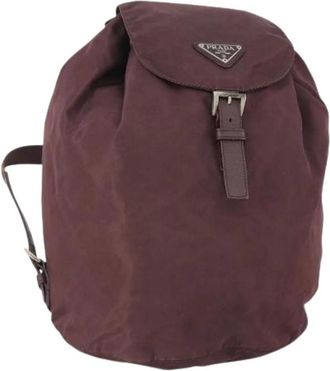 Prada Pre-owned Backpacks, female, Brown, Size: ONE SIZE Pre-owned Vintage Nylon Backpack