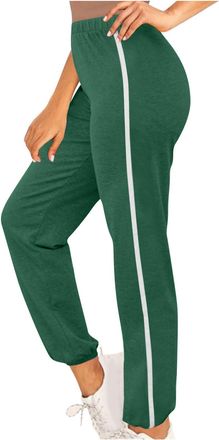 Generic Sport Pants for Women Elasticated High Waist White Stripe Running Trousers - Womens Sweatpants Activewear Trousers Tracksuit Bottoms Workout Gym Yoga 