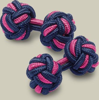 CHARLES TYRWHITT Knot Cufflinks - Indigo Blue & Bright Pink by Charles Tyrwhitt