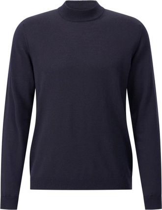 Roberto Collina Klassieke Wollen Trui met Opstaande Kraag - Heren - Coltruien - Blauw - 4XL - Wol - Truien & Vesten