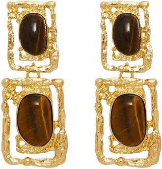 Petit Moments Ocean Relic Quartz Stone Drop Earrings in Gold/Brown at Nordstrom