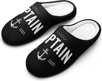 Generic Ship Captain Boat Slippers Men Winter Warm Cotton Anti-Slip Indoor Slip-Ons House Shoes