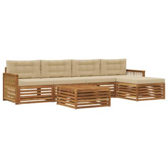 vidaXL Conjunto De Sof&aacute;s De Exterior Con Coj&iacute;n 6 Pcs Natural Y Beige Vidaxl