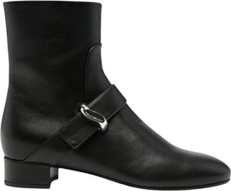 Emporio Armani Laarsjes met blokhak en gespdetail - Dames - Laarzen met Hak - Zwart - 36 EU - Leer - Schoenen
