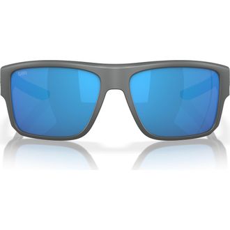 Costa Taxman 59mm Polarized Square Sunglasses in Matte Gray/Blue Mirror at Nordstrom