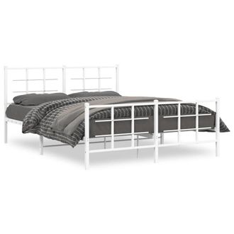 Berkfield Home Metal Bed Frame without Mattress with Footboard White 150x200cm | Size: 150x200 cm