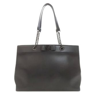Ferragamo Pre-owned Tote Bags, female, Black, Size: ONE SIZE Pre-owned Leather Tote Bag