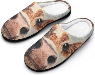 Generic Jersey Cow Big Nose Slippers Men Winter Warm Cotton Anti-Slip Indoor Slip-Ons House Shoes