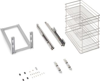 Emuca Carrello Estraibile Supra Con Fissaggio Inferiore Con Chiusura Softt, Modulo 300mm Acciaio, Cromato - Emuca