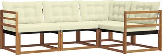 vidaXL Conjunto De Sof&aacute;s De Exterior 4 Uds. Natural Y Crema Vidaxl