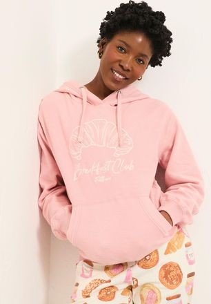 Fat Face FatFace Imogen Pink Breakfast In Bed Graphic Overhead Hoodie