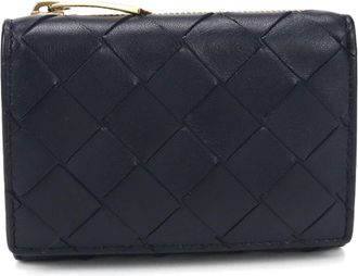 Bottega Veneta Intrecciato Navy Intrecciato Wallet (Tri-Fold) (Pre-Owned)