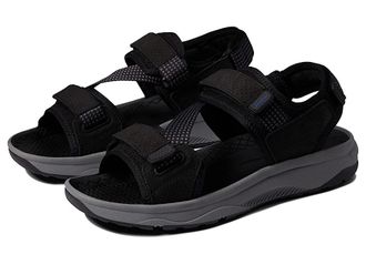 Florsheim Tread Lite River Sandal Mens Shoes Black Knit/Nubuck/Gray Sole : 10 W (3E), Textile/Suede