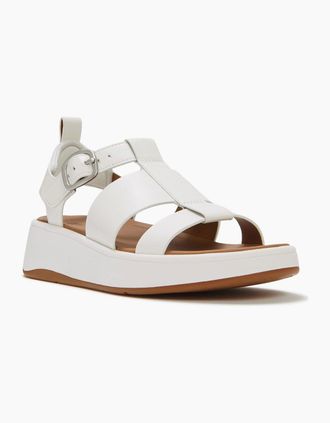 FitFlop Womens Fitflop F-Mode Fisherman Leather Womens Urban White Narrow Fit Sandals - Size: 5