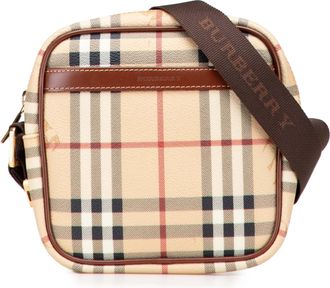 Burberry Pre-owned Womens Plaid Canvas Crossbody - Peach Textile - One Size