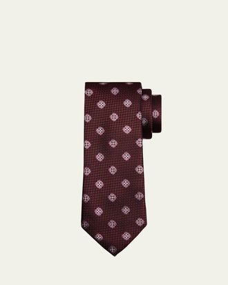 Ermenegildo Zegna Mens Textured Floral Silk Jacquard Tie