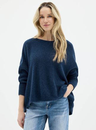 Contemporaine Womens Loose fuzzy boat-neck sweater Exclusive collection from Italy