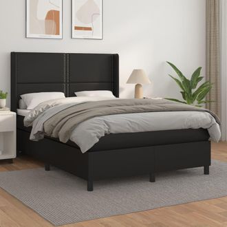 vidaXL Vidaxl - Cama Box Spring Con Colch&oacute;n Cuero Sint&eacute;tico Negro 140x190 Cm
