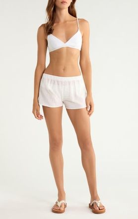 Hunza G Seersucker Minishorts in White at Nordstrom, Size Large/x-Large
