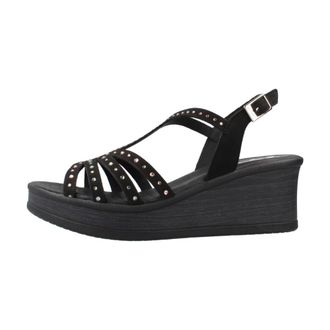 24hrs 24Hrs - 26792 Sandalia Relax - Dames - Schoenen - Zwart - Maat: 38 EU Leer