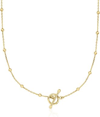 RS Pure by Ross-Simons 18kt Gold Over Sterling Bead Station Toggle Necklace