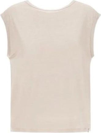 Herno Zijden en Wollen Top met V-hals - Dames - Tops zonder mouwen - Beige - L - Wol - Tops