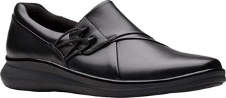 Clarks Womens Lynell Slip, Black Leather, 7.5 Narrow