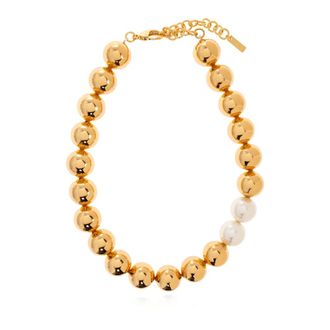 Moschino Necklaces, female, Yellow, Size: ONE SIZE Brass necklace