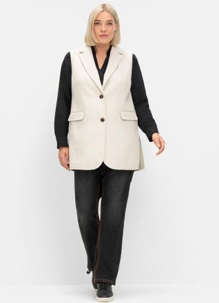 Sheego Kurzweste SHEEGO, Damen, Gr. 40, beige, 90% Polyester, 10% Wolle, unifarben, Westen Kurzweste