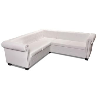 OEM Vidaxl Divano Angolare Chesterfield A 5 Posti Pelle Artificiale Bianca