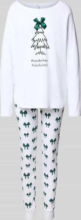 Louis & Louisa Regular Fit Pyjama mit Zierschleife Modell Kuschelig in Gruen, Größe XL