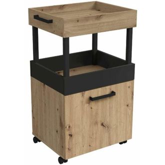 Home Heavenly Home Heavenly - Mueble Bar Con Ruedas Fizz. Carrito Para Bebidas Con Armario Y Estantes. 50,2x88,5x41,1 Cm. Color: Roble-negro