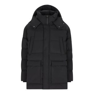 Herno Winter Jackets, male, Black, Size: XL Black Down Jacket with Removable Hood