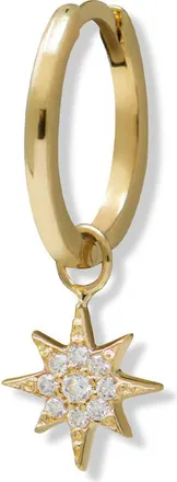 Anzie Aztec North Star Charm Single 14K Gold & Diamond Hoop Earring in Yellow Gold at Nordstrom