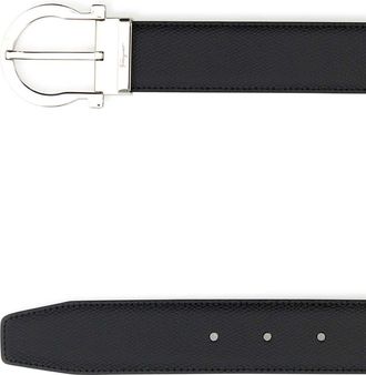 Ferragamo Mens Gancio Belt Black Leather