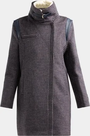 Soia & Kyo Kiana-MC Mini-Check Wool Moto Coat