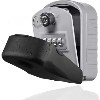 OEM 1 Caja De Seguridad Grande Para Exteriores, Color Gris, Con 4 C&oacute;digos Y Llave De Emergencia, Resistente Al Agua Y A La Corrosi&oacute;n, Para Montaje En Pare