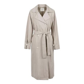 Alysi Trench Coats, female, Beige, Size: XS Long Cotton Trench