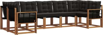 vidaXL Conjunto De Sof&aacute;s De Exterior 7 Uds. Natural Y Negro Vidaxl
