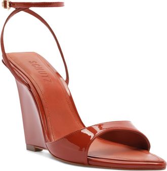 Schutz Elodie Ankle Strap Wedge Sandal in Sunset Ochre at Nordstrom, Size 7.5