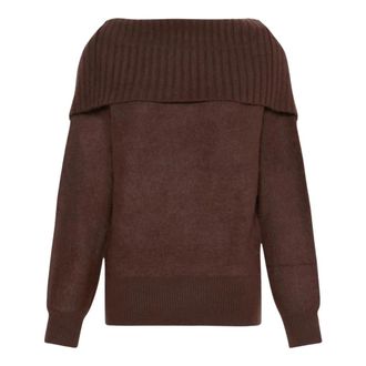 Sportmax Lange Gebreide Trui - Dames - Ronde hals truien - Bruin - S - Wol - Truien & Vesten