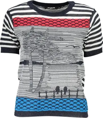 Desigual Round-neck Knitwear, female, Blue, XL, Blue Cotton Women Jumper