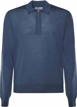 Giuliano Galiano Wool Sweater With Polo Collar