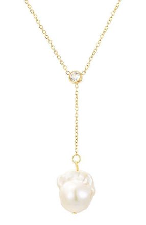 Untamed Petals Odessa Freshwater Pearl Lariat in Gold at Nordstrom