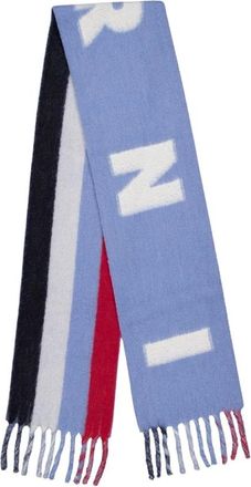 Marni Blauw Lila Logo Wollen Sjaal - Heren - Wintersjaals - Veelkleurig - ONE Size - Wol - Accessoires
