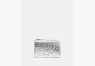 Kate Spade New York Crinkle Metallic Mini Zip Card Case