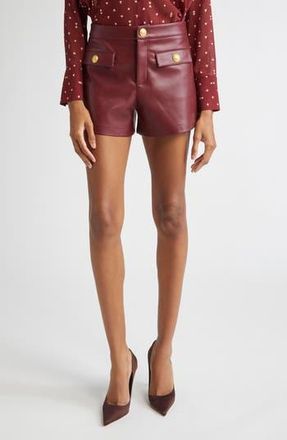 L'agence Dionne Faux Leather Shorts in Black Cherry at Nordstrom Rack, Size 14